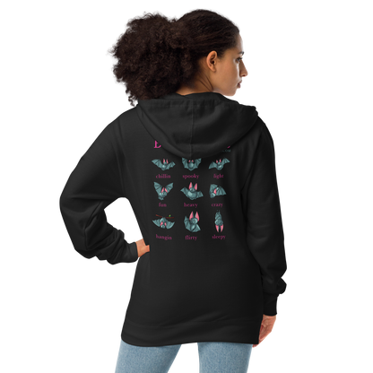 Bat Times Unisex Fleece Zip Up Hoodie