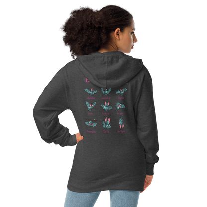 Bat Times Unisex Fleece Zip Up Hoodie