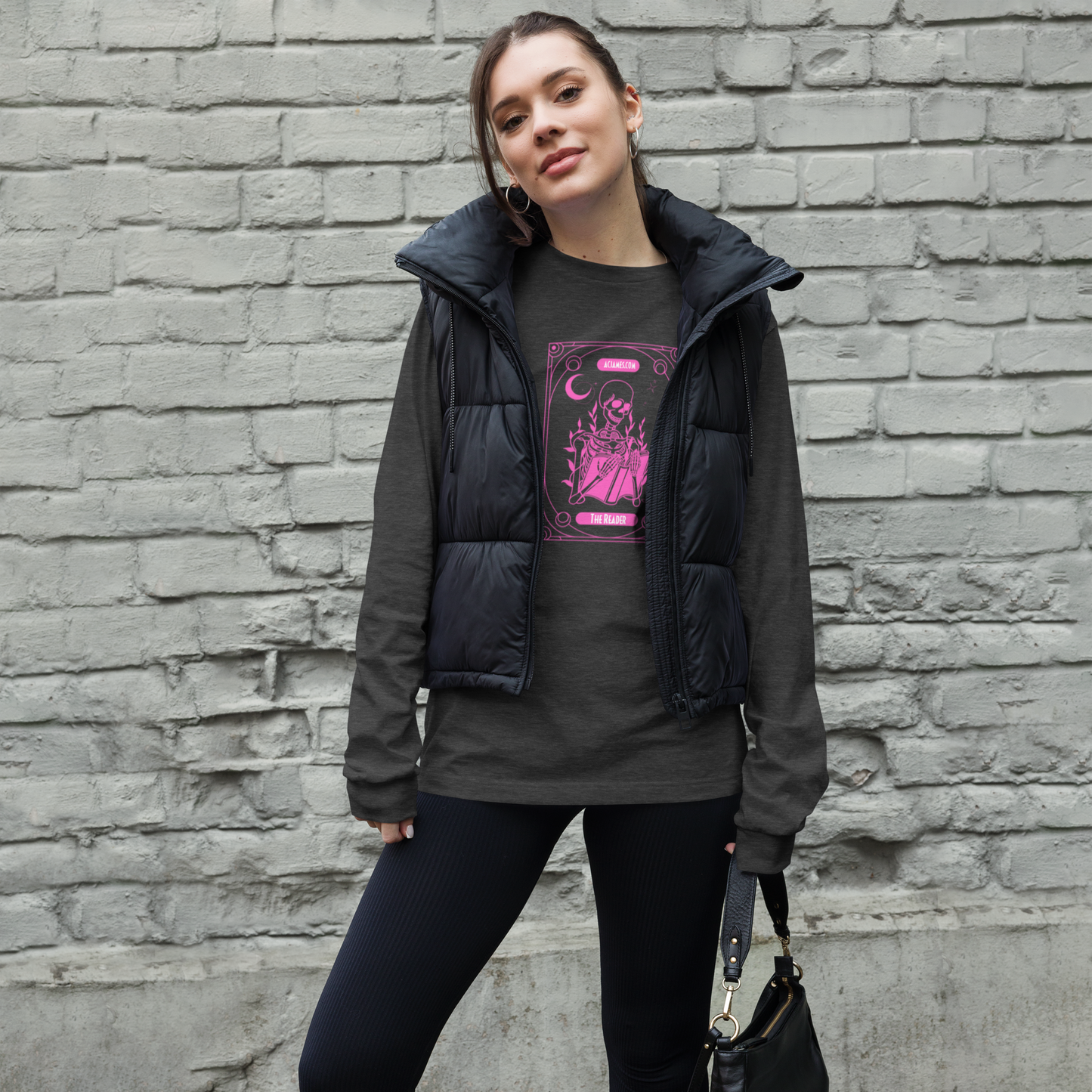 The Reader Tarot Unisex Long Sleeve Tee (Pink)